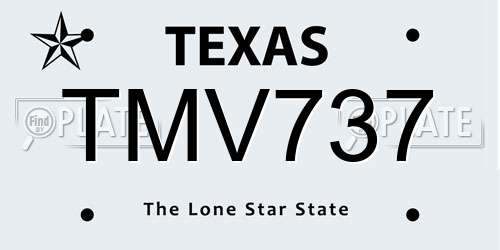 TMV737 Texas License Plate