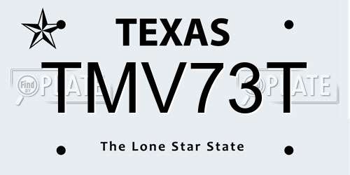 TMV73T Texas License Plate