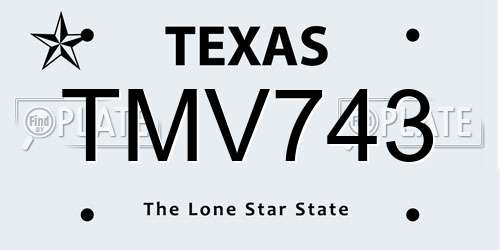 TMV743 Texas License Plate