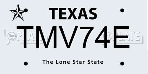 TMV74E Texas License Plate