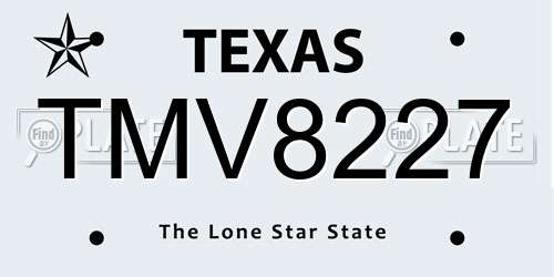 TMV8227 Texas License Plate