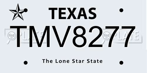 TMV8277 Texas License Plate