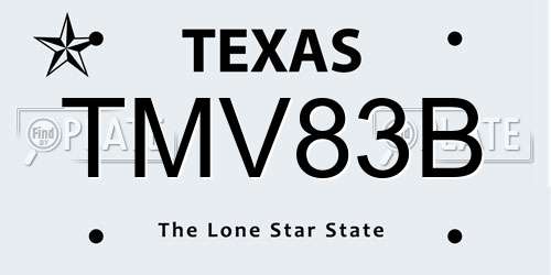 TMV83B Texas License Plate