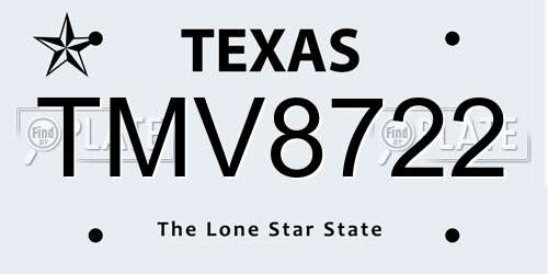 TMV8722 Texas License Plate