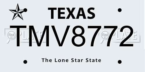 TMV8772 Texas License Plate