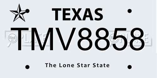 TMV8858 Texas License Plate