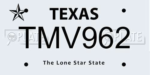 TMV962 Texas License Plate