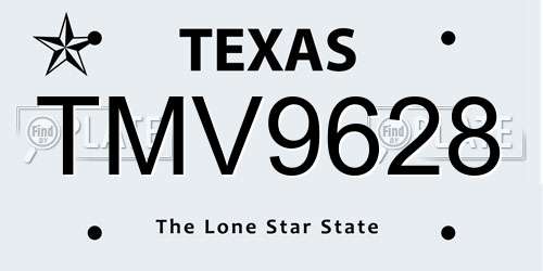 TMV9628 Texas License Plate