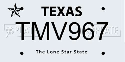 TMV967 Texas License Plate