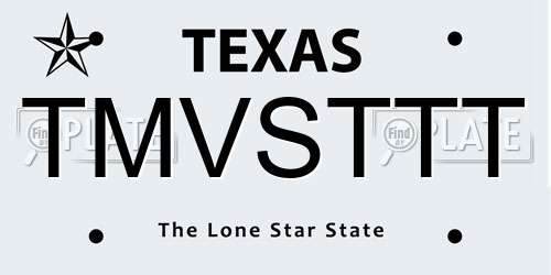 TMVSTTT Texas License Plate