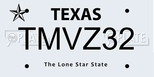TMVZ32 Texas License Plate