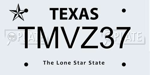 TMVZ37 Texas License Plate