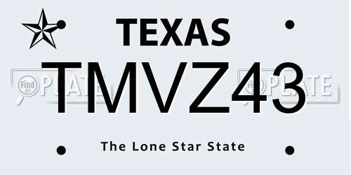 TMVZ43 Texas License Plate