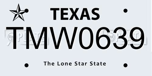 TMW0639 Texas License Plate