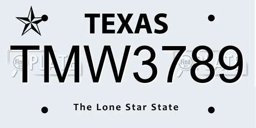 TMW3789 Texas License Plate