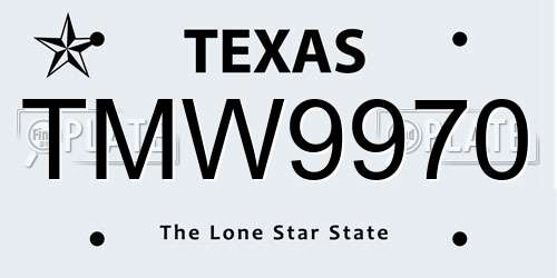 TMW9970 Texas License Plate