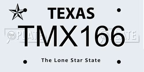 TMX166 Texas License Plate