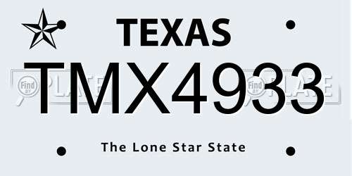 TMX4933 Texas License Plate