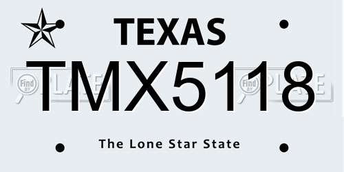 TMX5118 Texas License Plate