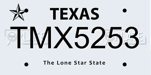 TMX5253 Texas License Plate