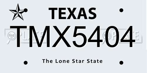 TMX5404 Texas License Plate