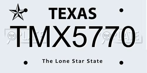 TMX5770 Texas License Plate