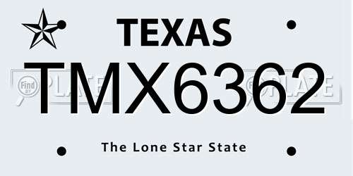 TMX6362 Texas License Plate