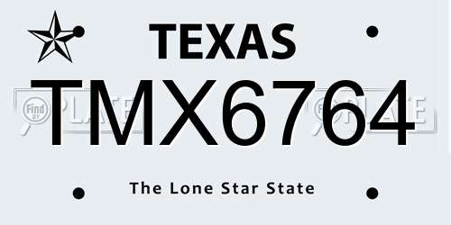 TMX6764 Texas License Plate