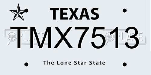 TMX7513 Texas License Plate