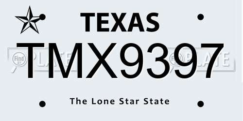TMX9397 Texas License Plate