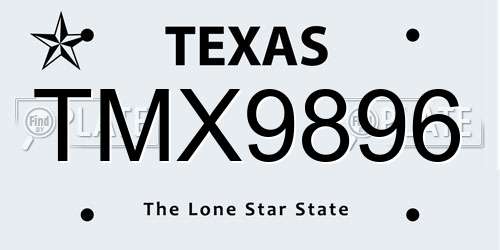 TMX9896 Texas License Plate