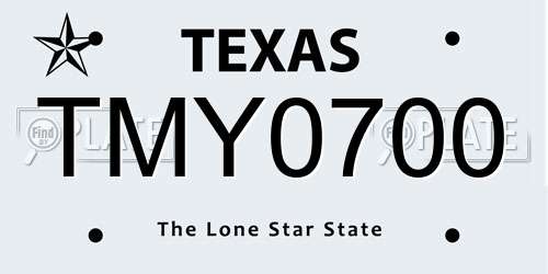 TMY0700 Texas License Plate