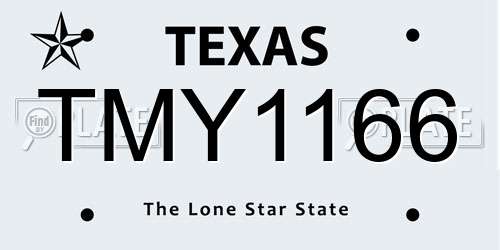 TMY1166 Texas License Plate