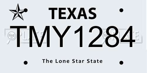TMY1284 Texas License Plate