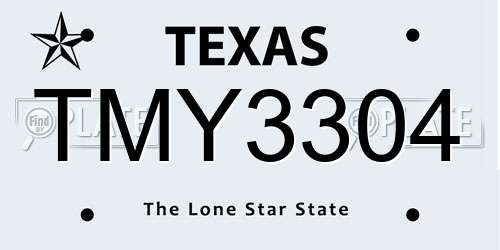 TMY3304 Texas License Plate