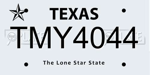 TMY4044 Texas License Plate
