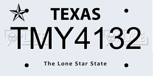 TMY4132 Texas License Plate