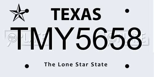 TMY5658 Texas License Plate