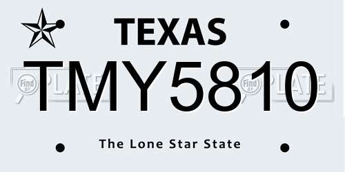 TMY5810 Texas License Plate