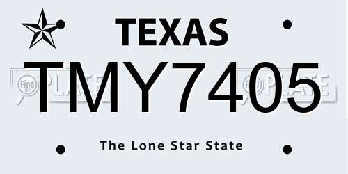 TMY7405 Texas License Plate
