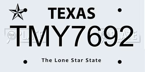 TMY7692 Texas License Plate