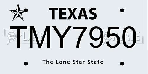 TMY7950 Texas License Plate