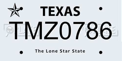 TMZ0786 Texas License Plate