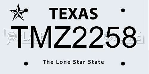 TMZ2258 Texas License Plate
