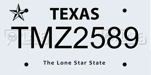 TMZ2589 Texas License Plate