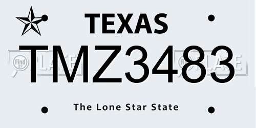 TMZ3483 Texas License Plate