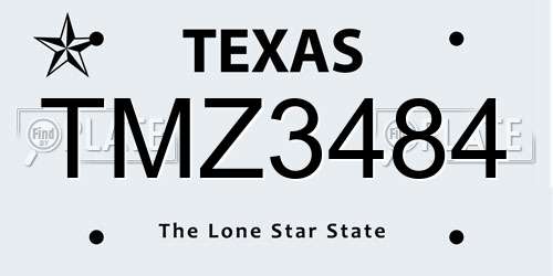 TMZ3484 Texas License Plate