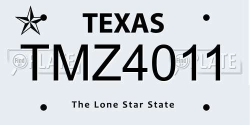 TMZ4011 Texas License Plate