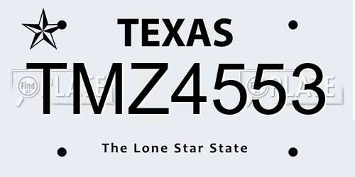 TMZ4553 Texas License Plate