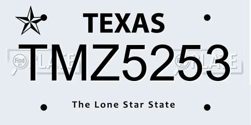 TMZ5253 Texas License Plate